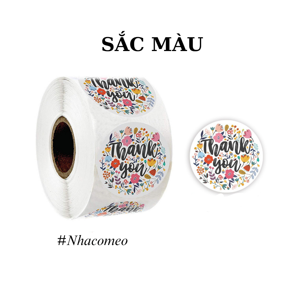 Cuộn nhãn dán Sticker cảm ơn cho shop bán hàng có sẵn keo, size 2.5 cm