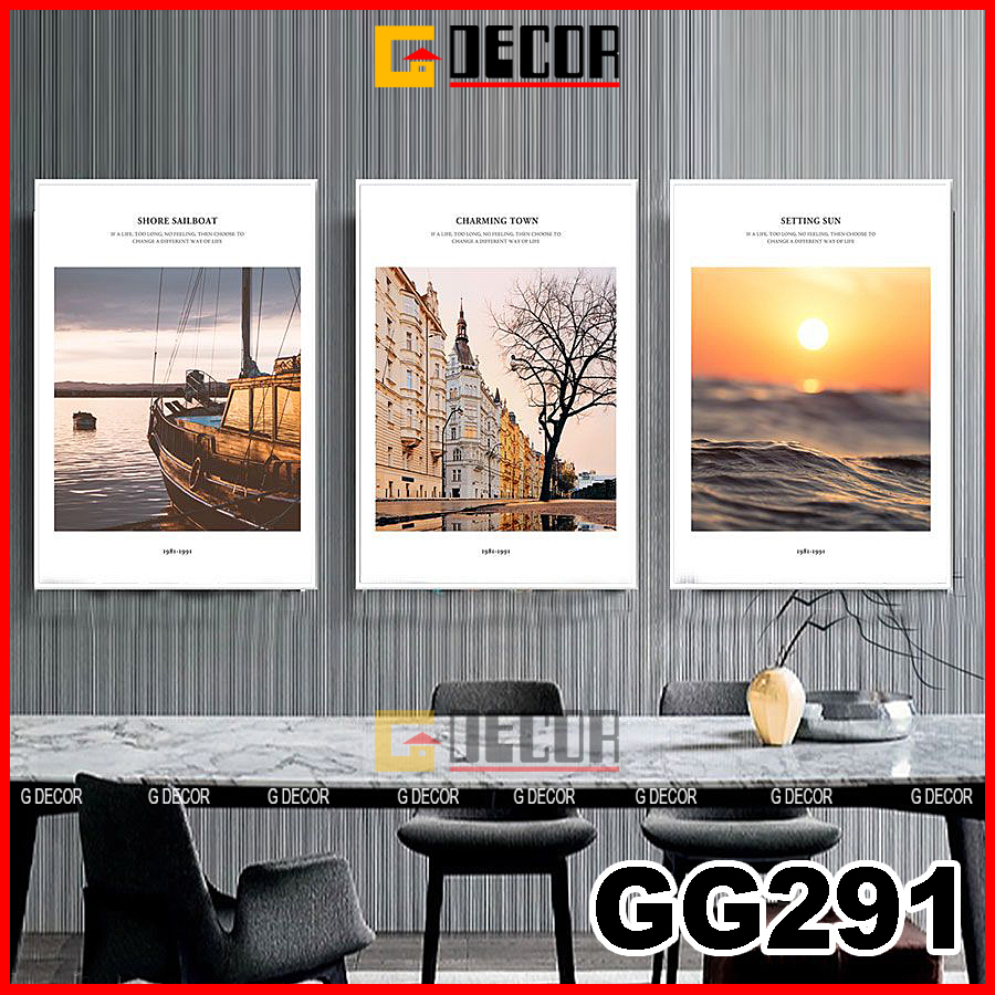 Tranh treo tường canvas khung gỗ 3 bức phong cách hiện đại Bắc Âu tranh decor trang trí phòng khách phòng ngủ spa 291