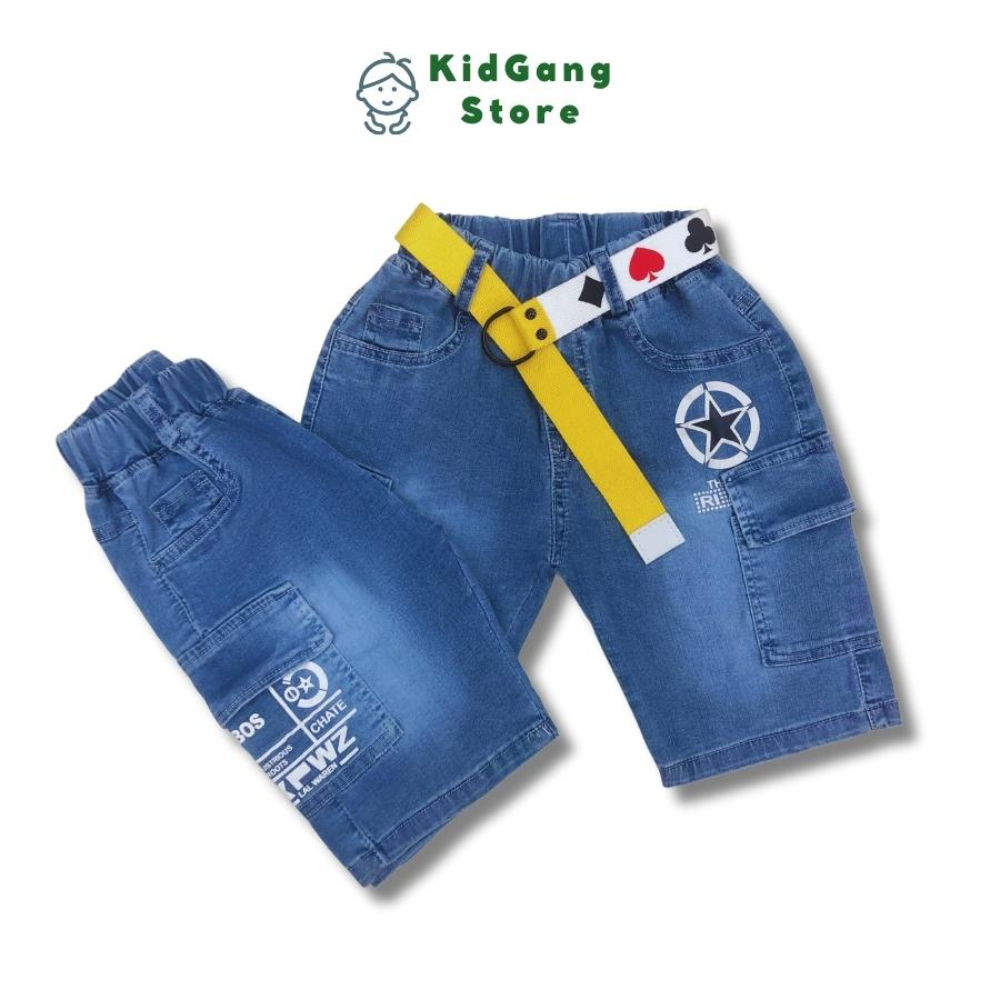 Quần bò bé trai KIDGANG, quần bò cho bé trai ngố túi hộp vải mềm, co giãn size 18-30kg