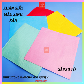 SẤP 20 TỜ KHĂN GIẤY ĂN MÀU TRƠN-PHỤ KIỆN TRANG TRÍ TIỆC