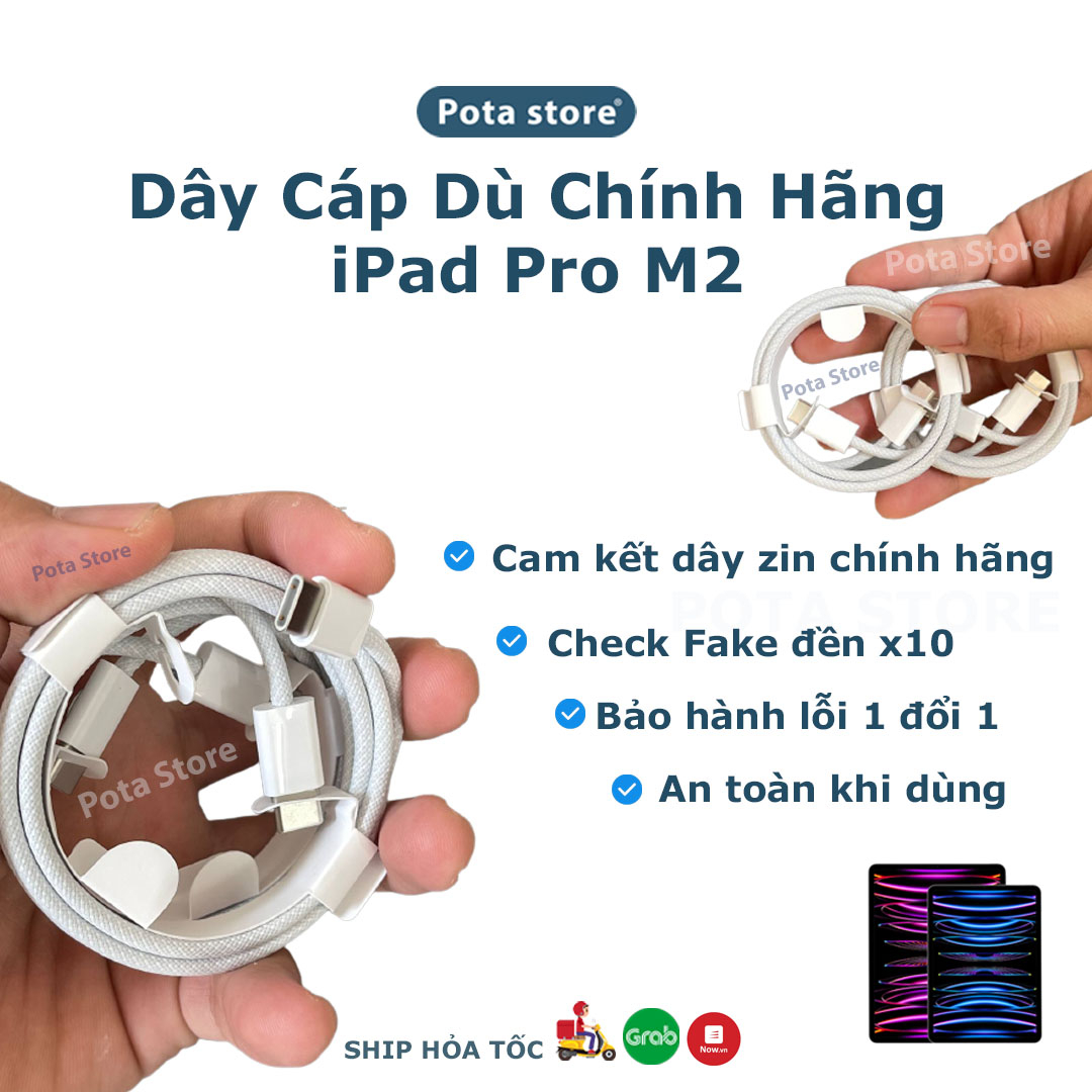 Cáp Sạc PD bọc Dù Dành Cho iPat Pờ Rồ M2 - Pota Store Bảo Hành