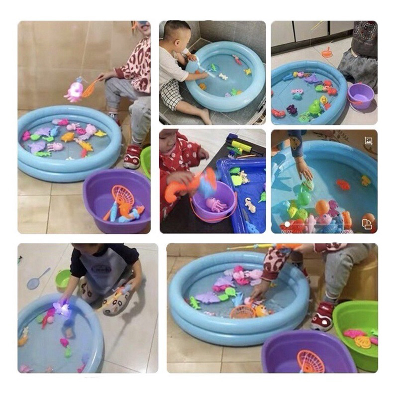 Bộ đồ chơi câu cá cho bé bao gồm cần câu, bể phao 2 tầng cho trẻ thỏa thích vui chơi - MushRoom Shop