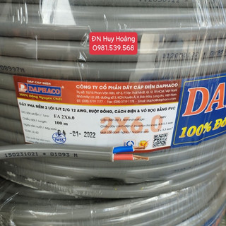 Bán lẻ 50m -dây điện đôi 2x6.0 daphaco - dây pha tròn xám 2 lớp vỏ bọc pvc