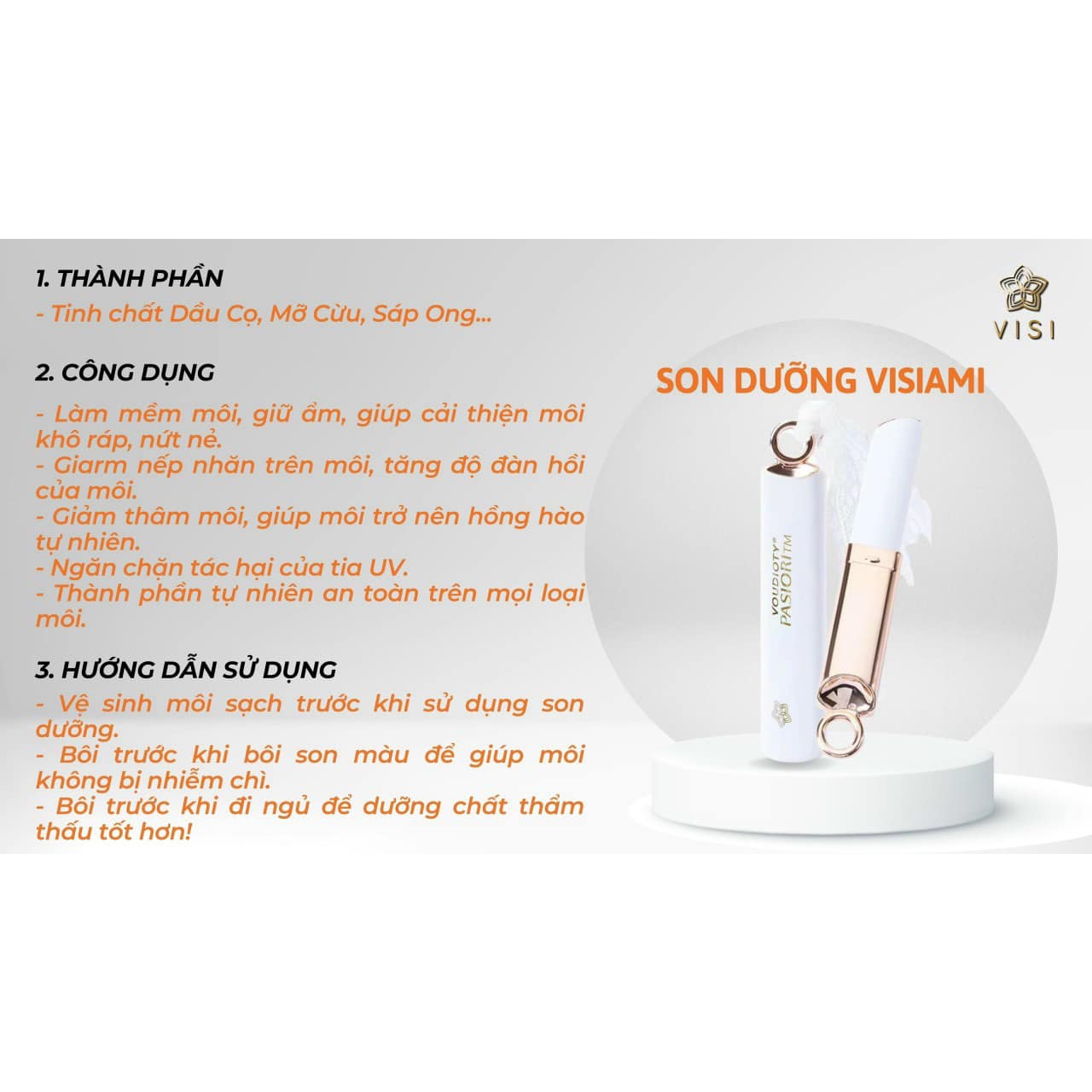SON DƯỠNG VISIAMI DƯỠNG CHỐNG THÂM VÀ MỀM MÔI