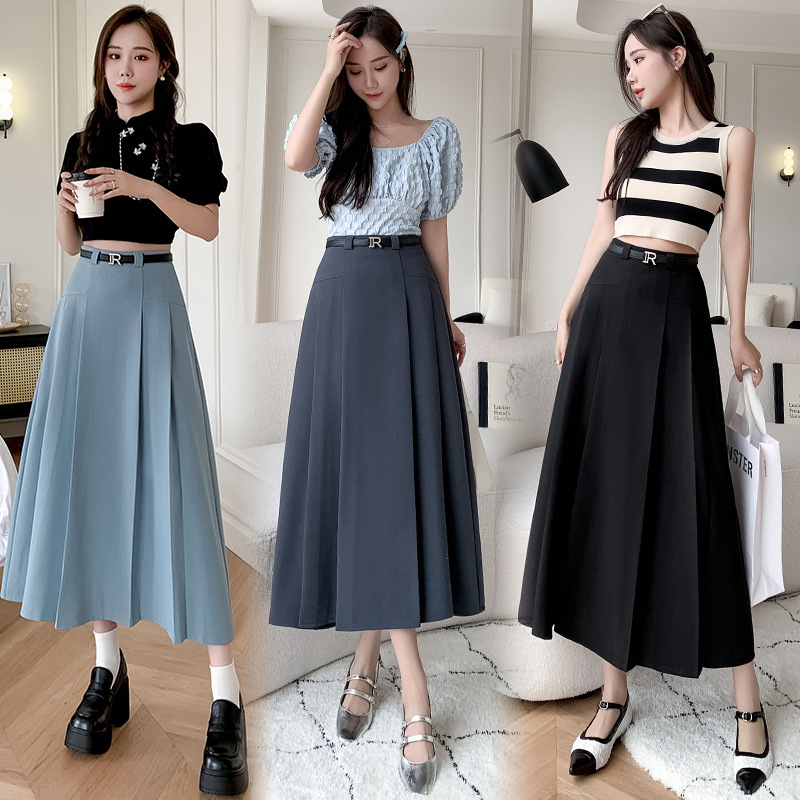 Chân Váy Redlip kem đai dáng dài form siêu tôn dáng chuẩn hàng QC