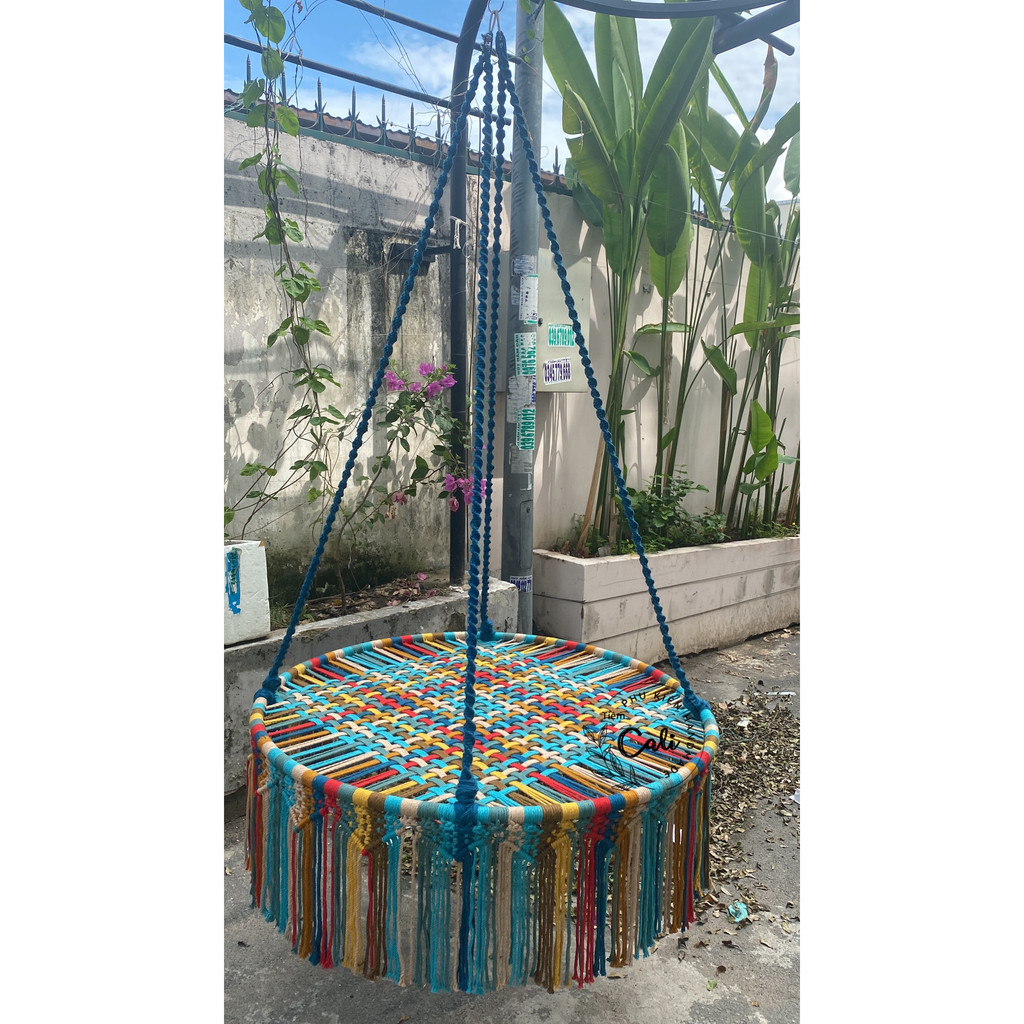 Xích đu treo decor sân vườn,xích đu tết macrame