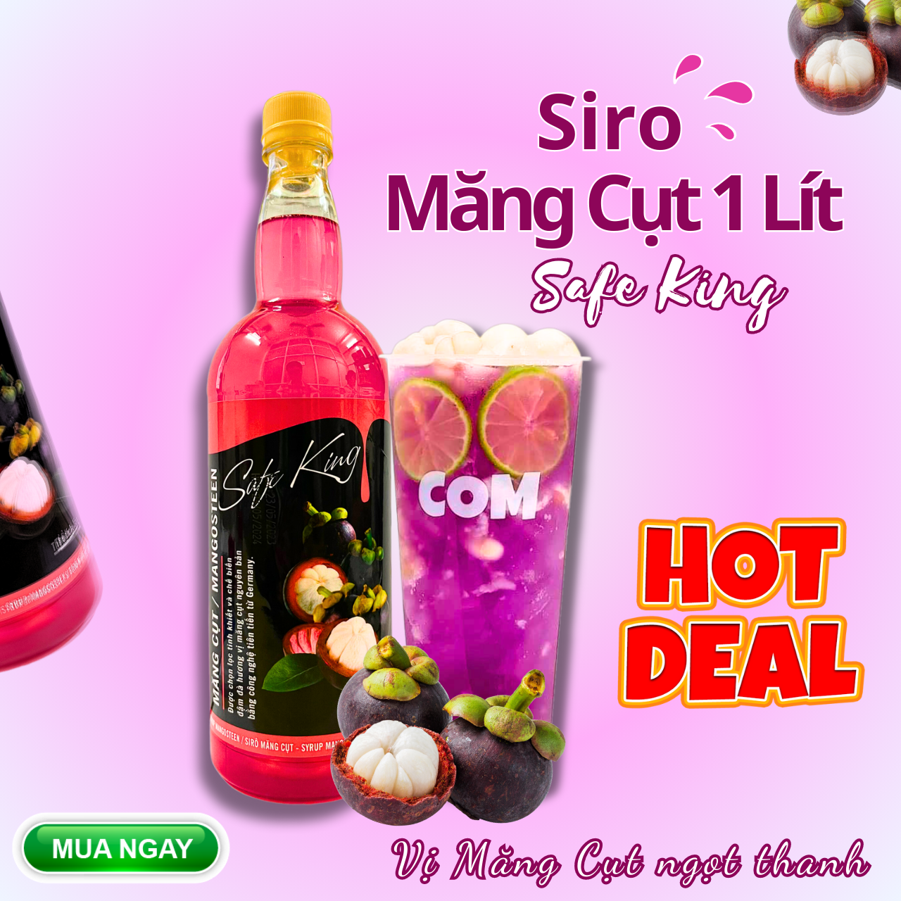 Siro Măng Cụt 1 Lít Pha Trà Măng Cụt, Hương Vị Đậm Đà, Vị Ngọt Tự Nhiên