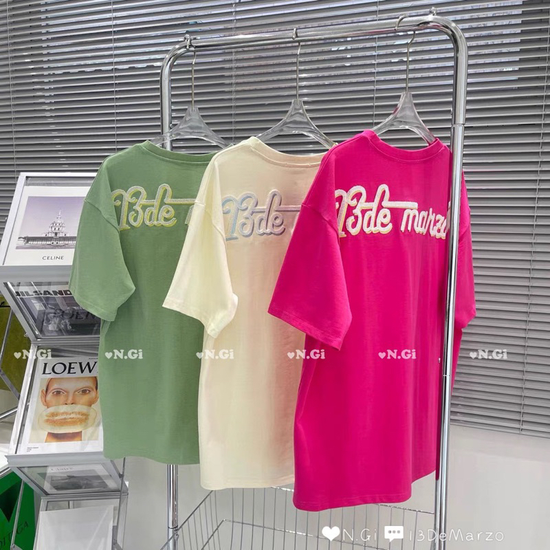 Áo phông 13de marzo đính nhiều gấu bông lưng chữ lông