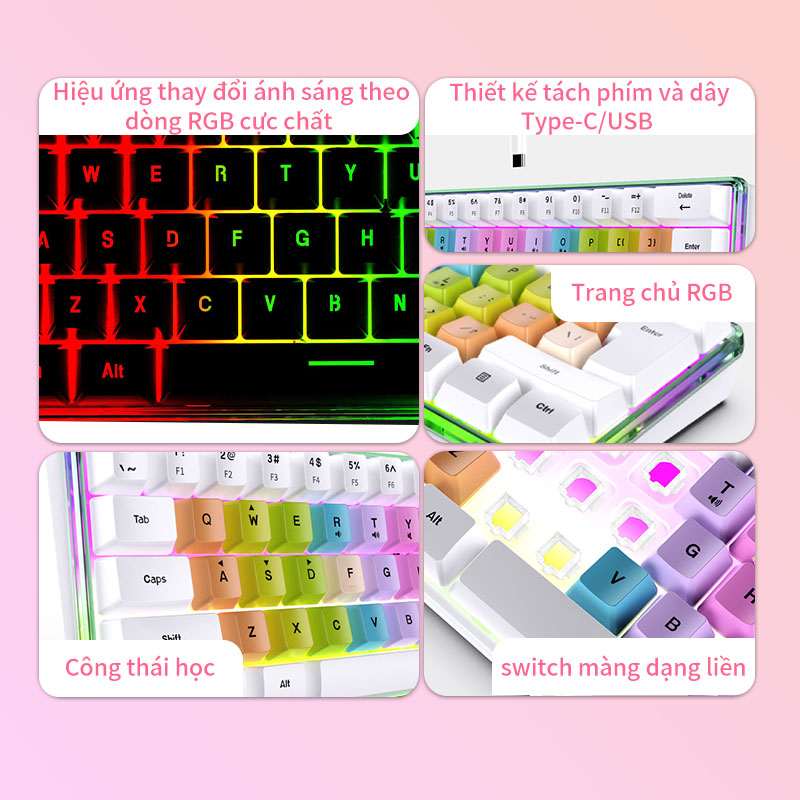 Bàn phím giả cơ Led RGB chuyên dùng cho máy tính- Bảo hành 12 tháng