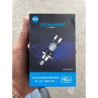 Đèn pha xe máy M8 chân H4/hs1 ánh sáng tiêu chuẩn 6000k