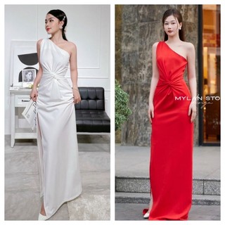 Đầm dạ hội lệch vai nhúng eo cao cấp kèm ảnh thật (đầm dự tiệc cao cấp) tặng hoa tai thời trang xinh xắn
