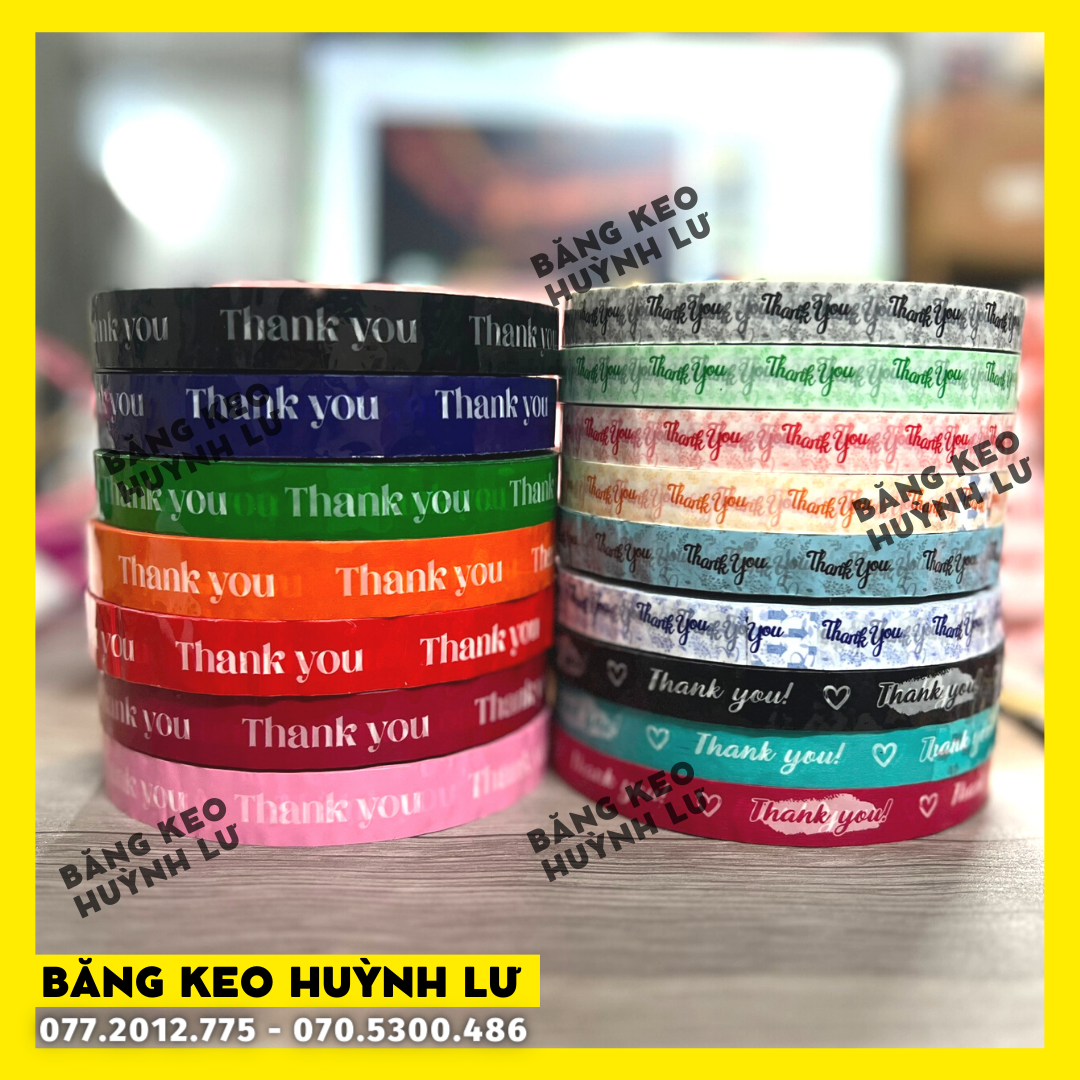 Băng Keo Thank You dán nắp ly, dán chai,dán hộp - CUỘN 1.5CM