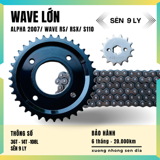 Bộ nhông sên dĩa wave lớn / wave alpha 2007/wave rs / wave rsx / wave s110/ future / Blade