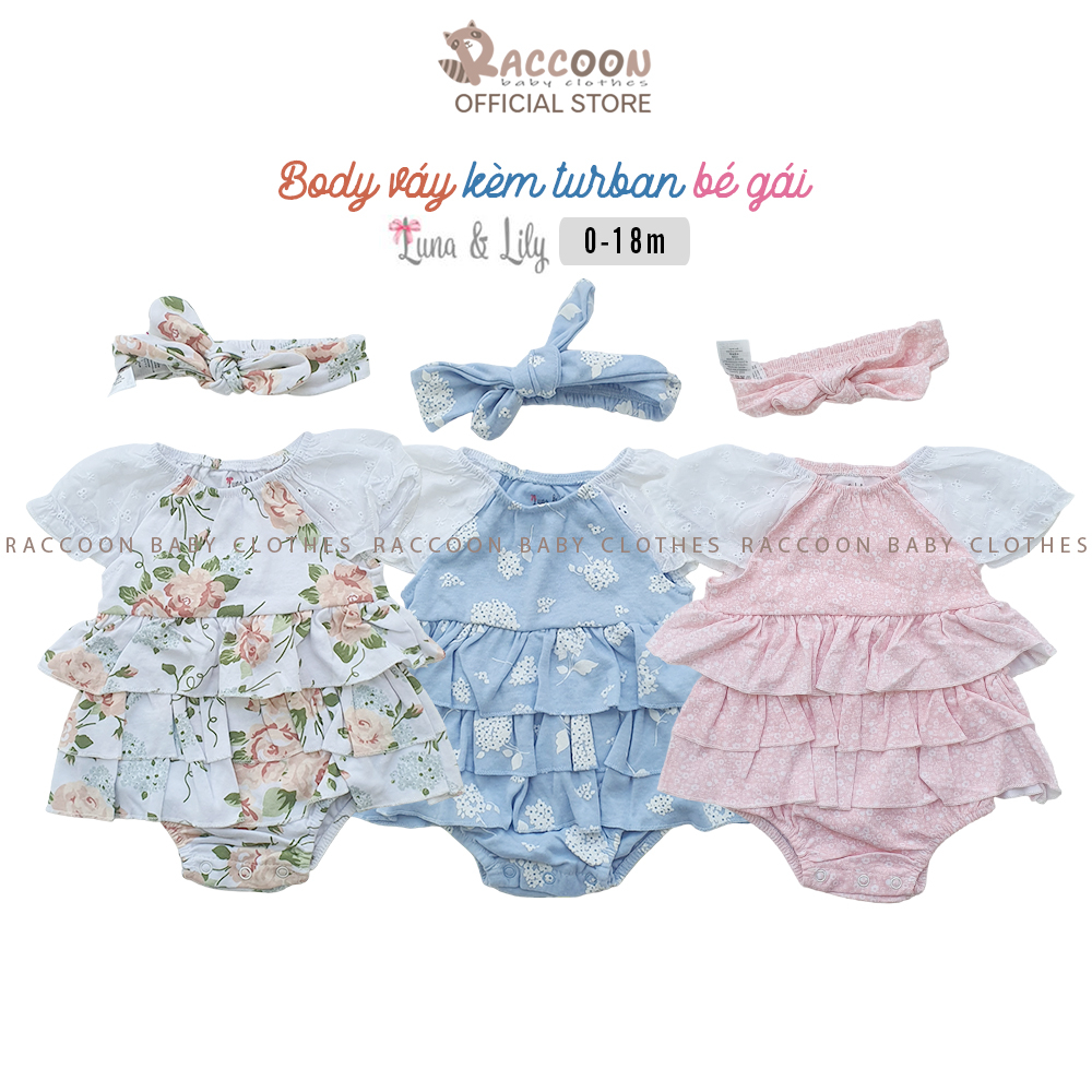 Body váy kèm turban bé gái xuất dư Luna & Lily