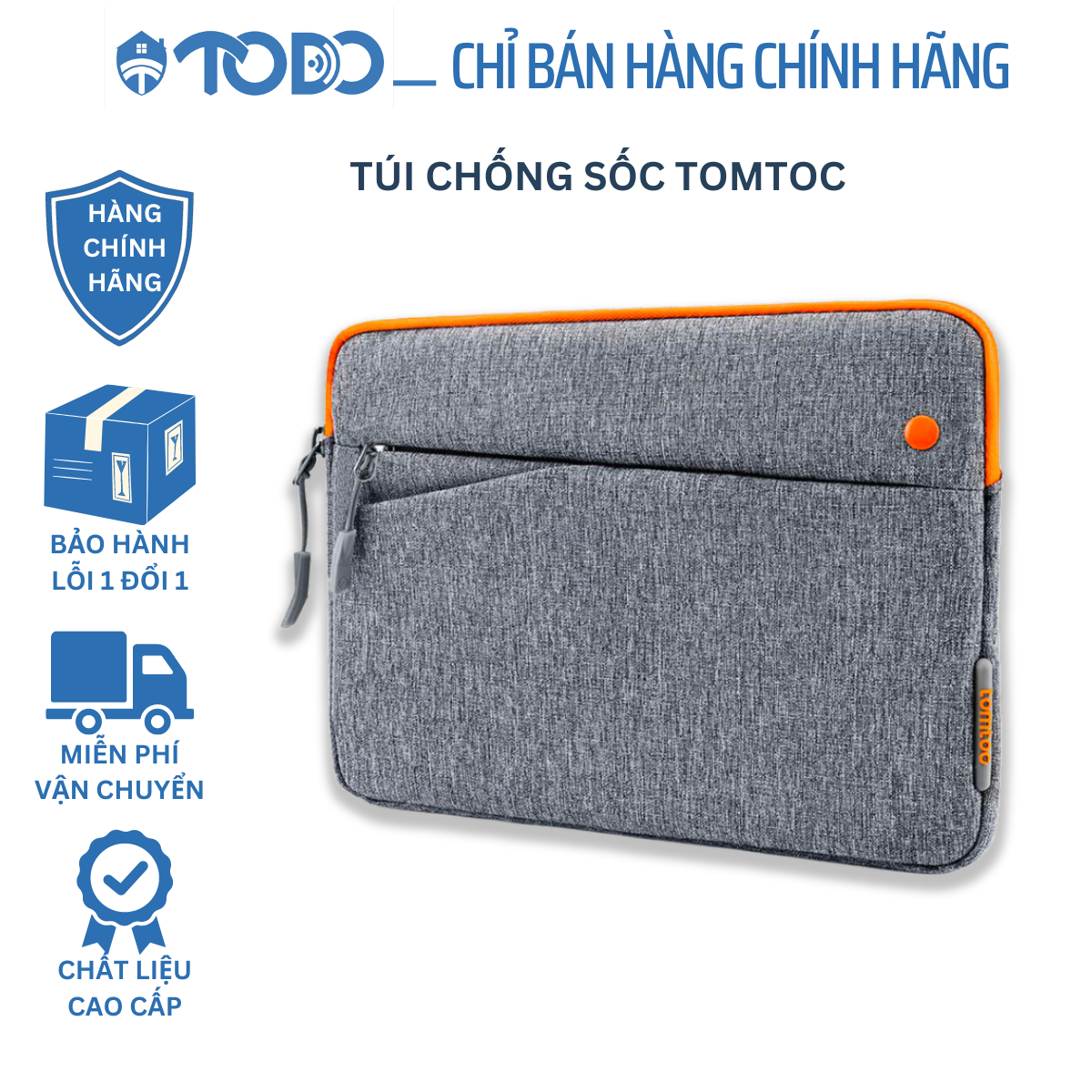 Túi chống sốc TOMTOC dành cho Tablet/iPad 10.5-11inch A18 - Túi nam nữ 2 màu đen, xám - Chuẩn chính hãng _ BH 12 tháng