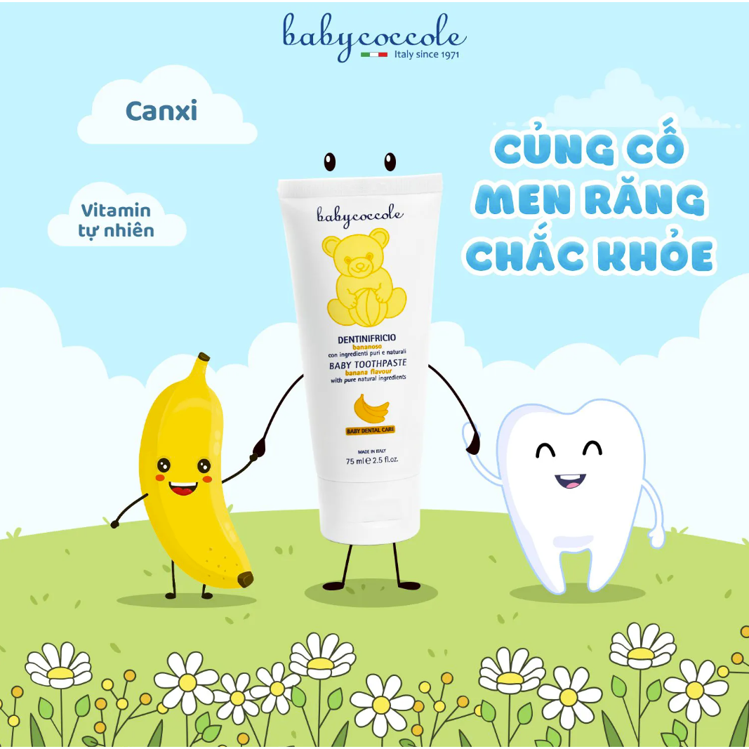 Kem đánh răng Babycoccole cho bé 75ml dịu ngọt dành riêng cho răng sữa cho bé từ 1 tuổi - Herbaby