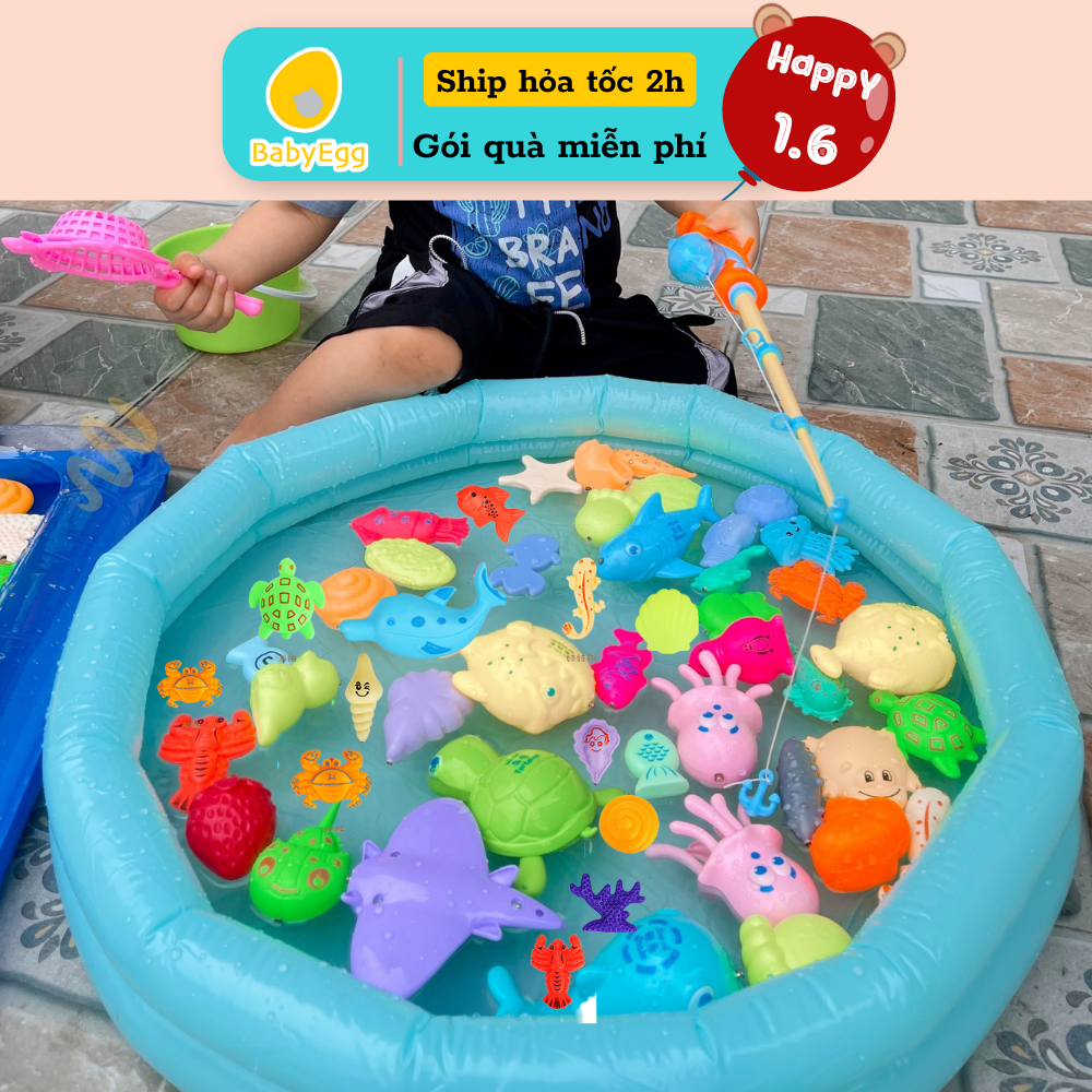 Bộ câu cá nam châm cho bé cá phát sáng hồ câu 40 42 chi tiết đồ chơitrẻ em bé trai bé gái 2 3 4 5 6 7 8 tuổi babyegg