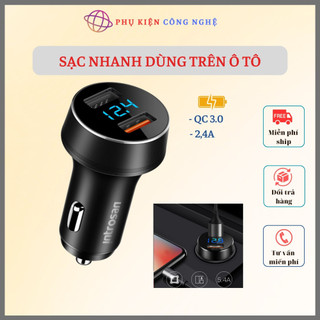 Tẩu sạc nhanh qc 3.0, 2 cổng usb, có led hiển thị điện áp