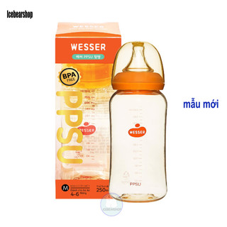 Bình sữa Wesser cổ hẹp PPSU bình sữa cho bé công nghệ Hàn Quốc 250ml/140ml/60ml nhựa PPSU cao cấp