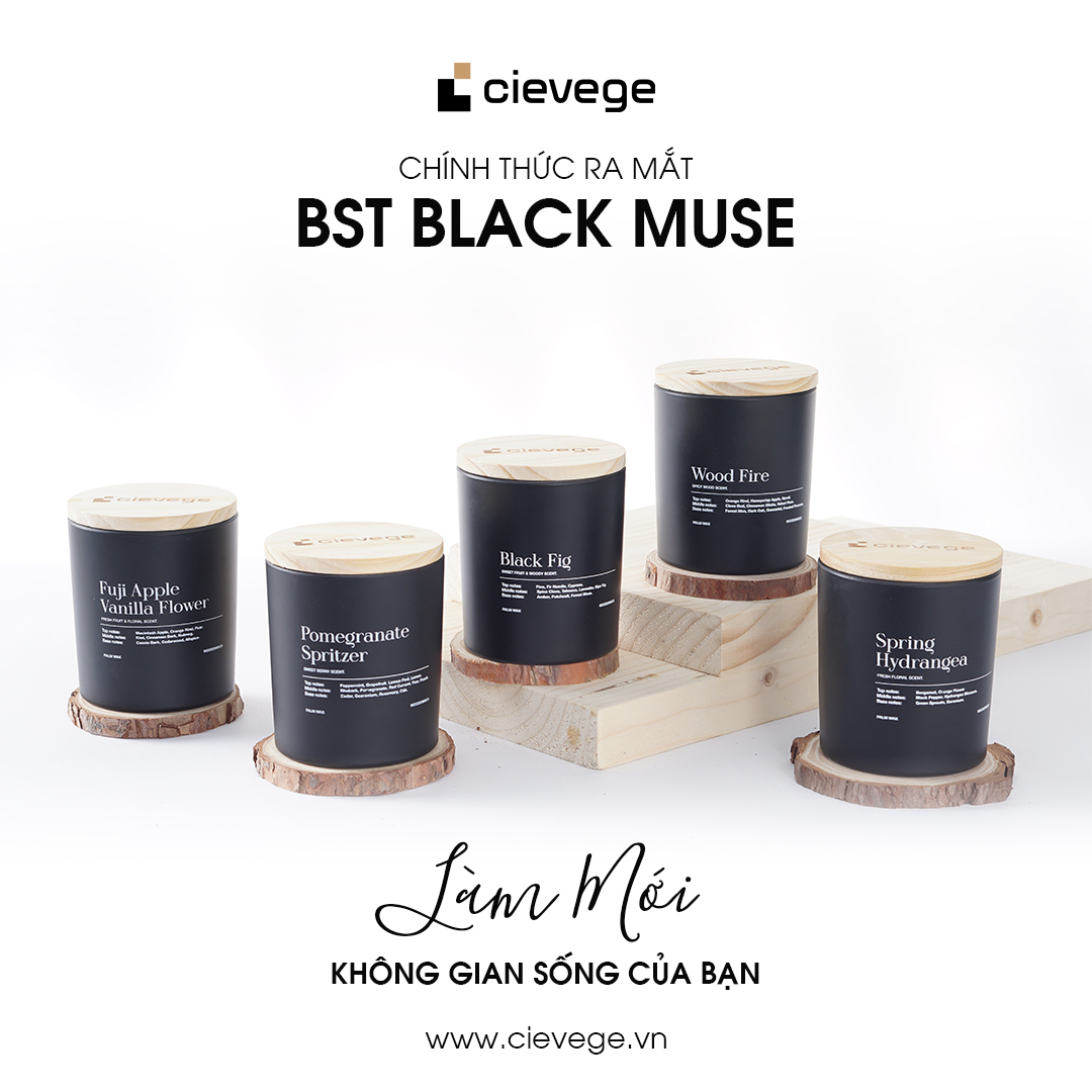 BST Nến thơm Black Muse - Hương ngọt giúp dễ ngủ, thư giãn, thoải mái, 210ml & 300ml
