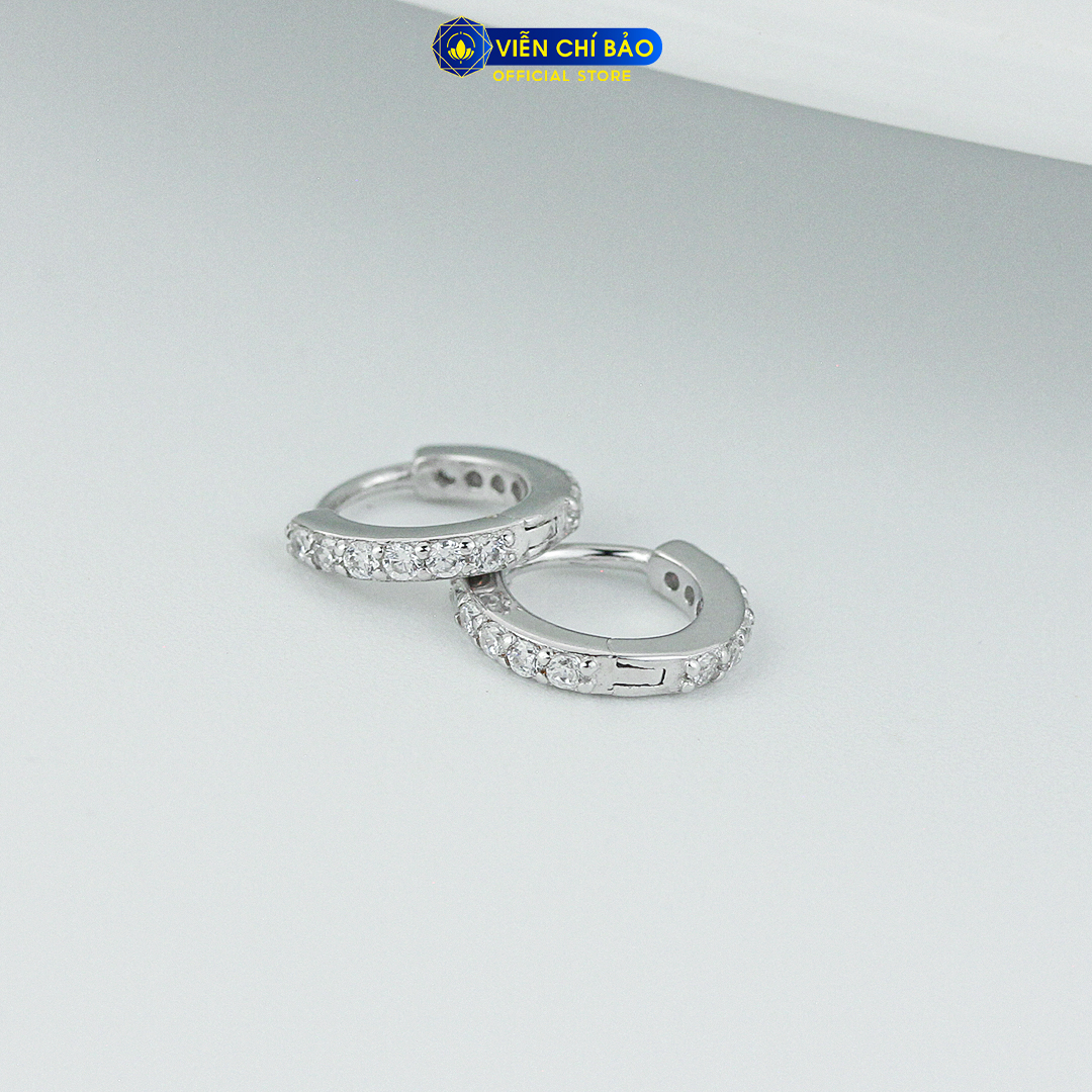 Bông tai bạc nam tròn đính đá (1 chiếc) chất liệu bạc 925 thời trang phụ kiện trang sức Viễn Chí Bảo B400072-1C