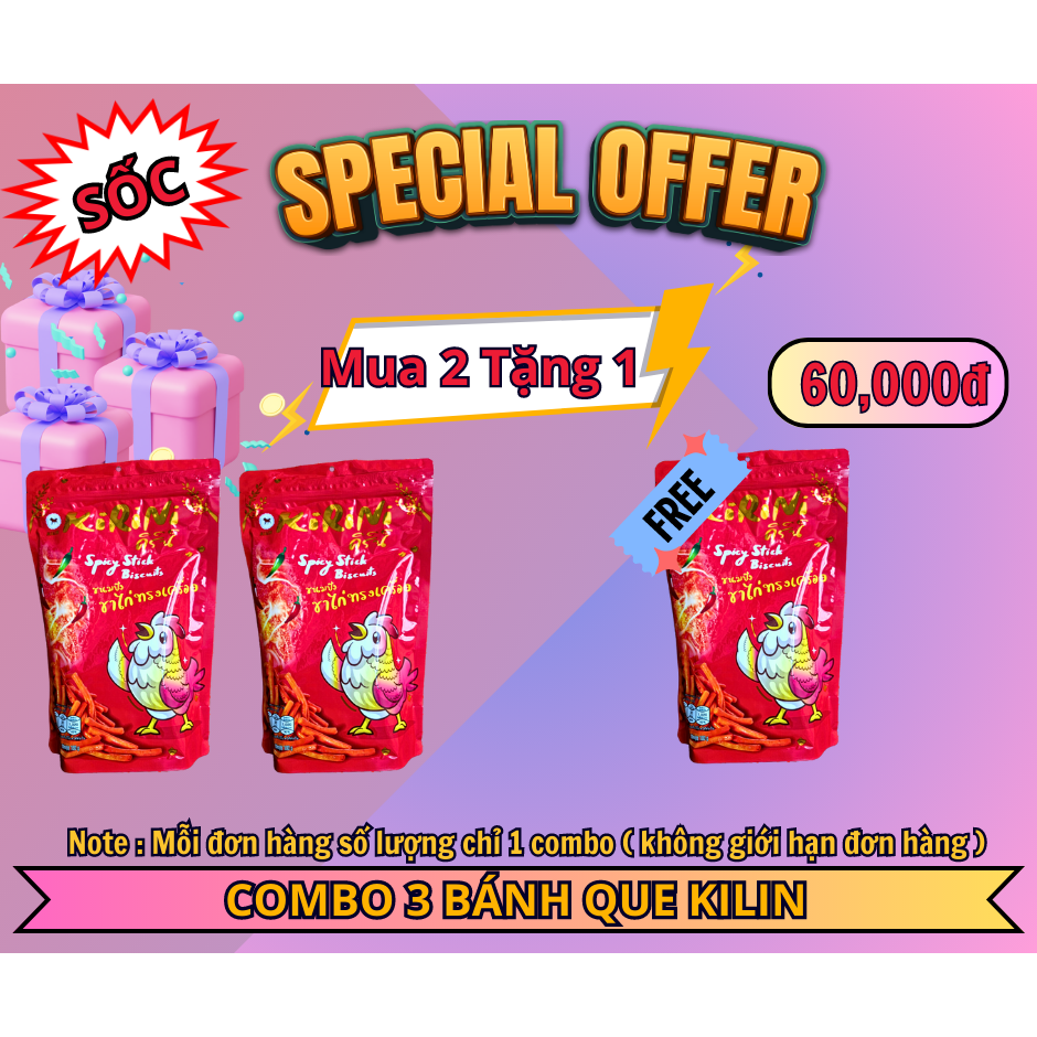 [FLASH SALE ]  COMBO 3 BÁNH QUE CAY KILIN