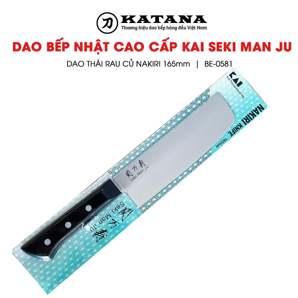 Dao bếp cao cấp KAI Ấn Seki ManJu Nakiri - Dao đầu vuông thái rau củ BE0581 (165mm)