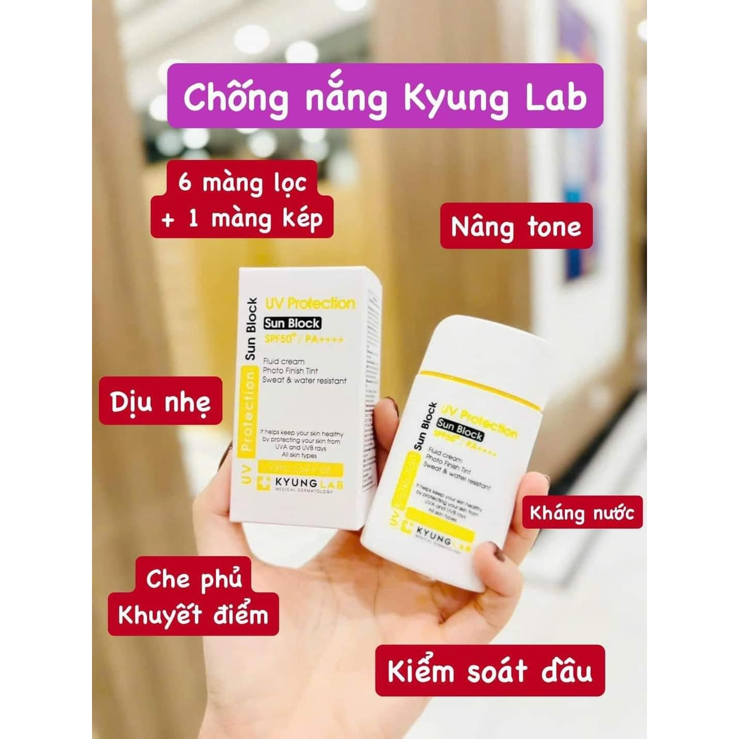 Kem Chống Nắng Sun Block UV Protection Spf50+ PA++++ Kyung Lab   - Màu Vàng