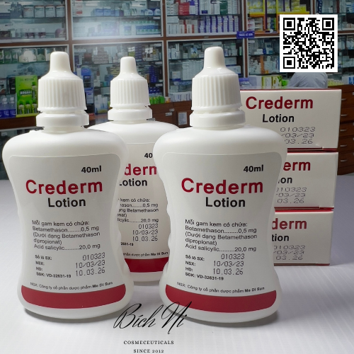 Kem dưỡng Crederm lotion 40ml cùng công thức Beprosalic lotion - Chăm sóc da Chàm, Vẩy nến, Nấm da đầu.