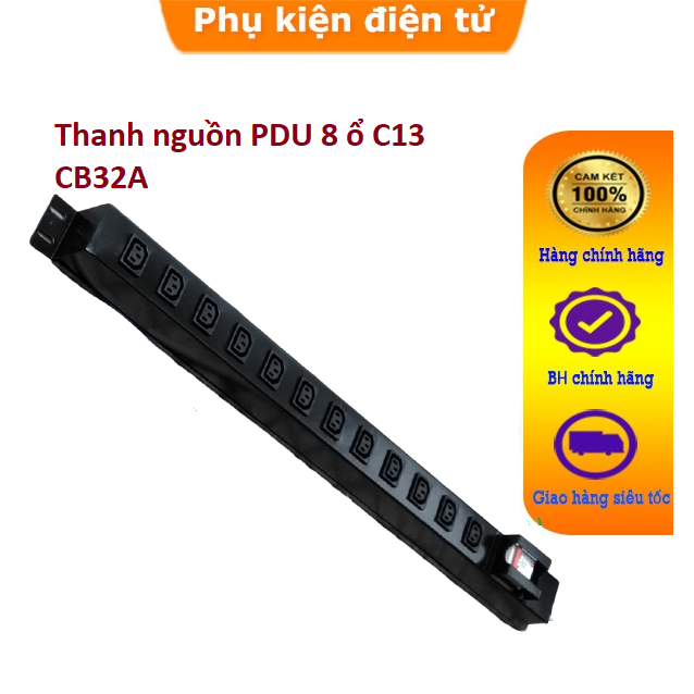 Thanh nguồn PDU 12 ổ cắm chuẩn C13 CB32A cho tủ Rack