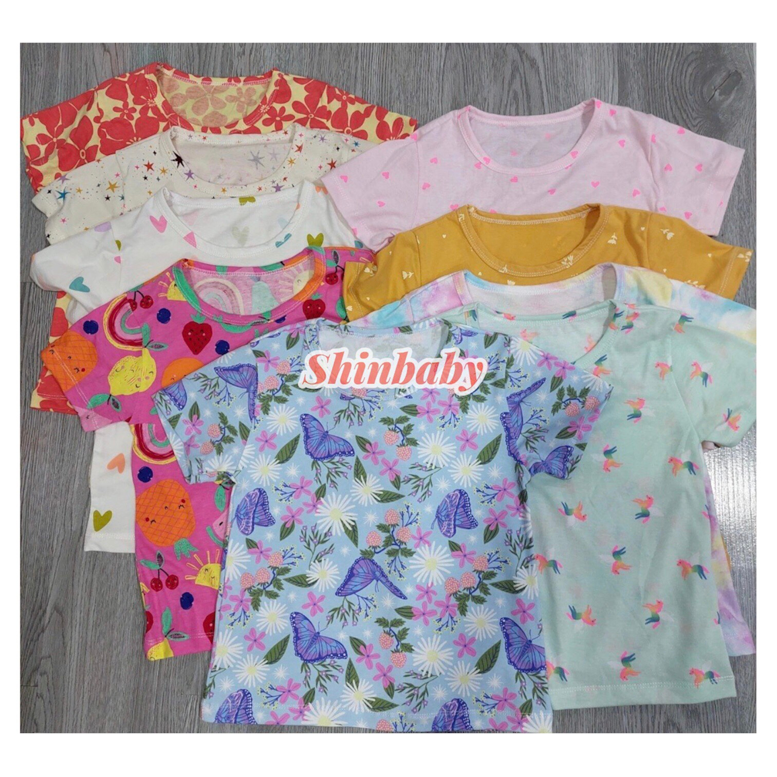 Set 3 áo thun cộc tay cotton nhiều hoạ tiết dễ thương vải mềm mát cho bé