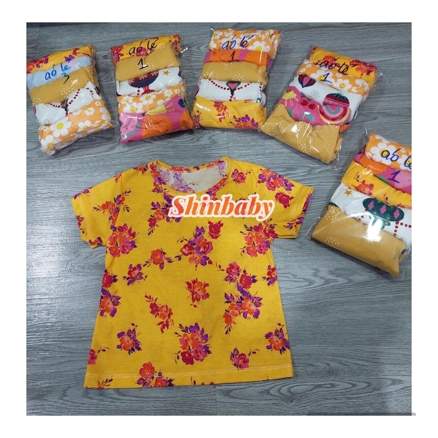 Set 3 áo thun cộc tay cotton nhiều hoạ tiết dễ thương vải mềm mát cho bé