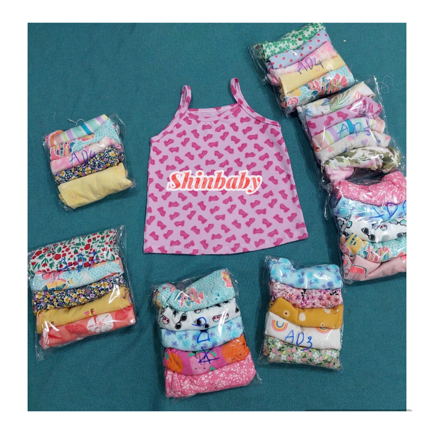 Áo hai dây thun cotton nhiều họa tiết dễ thương vải mềm mát cho bé gái