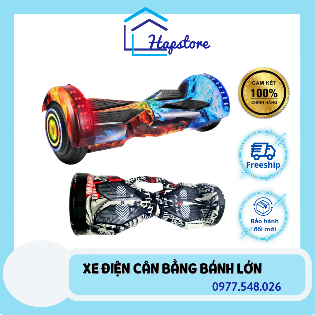 Xe điện cân bằng 2 bánh lớn 8inch cho cả người lớn trẻ em, đồ chơi công nghệ thông minh cao cấp có đèn loa bluetooth