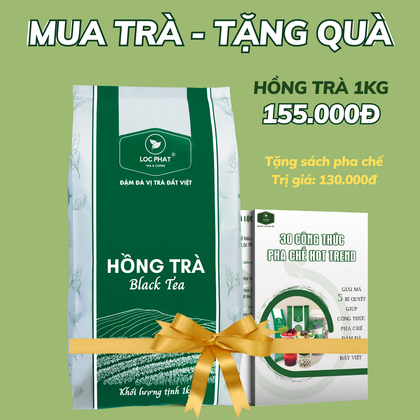 Trà Pha Chế + Sách Pha Chế - Trà Lộc Phát 1 Kg