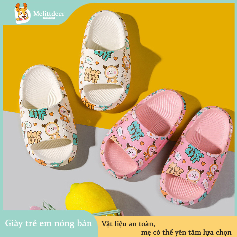 Dép bánh mì cho bé trai, bé gái chất liệu EVA nhẹ, mềm êm chân kèm Sticker kute dễ thương