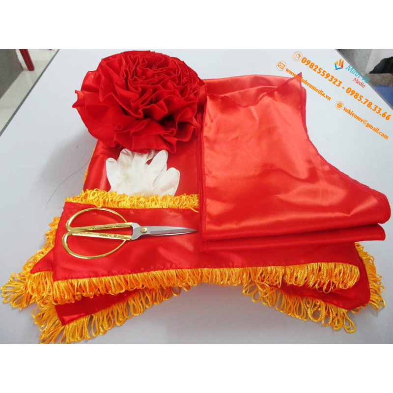 Khăn trải khay bê quà,cắt băng khai trương,khánh thành