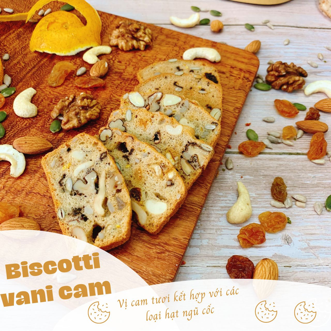 Bánh Biscotti healthy nguyên cám - Mix 3 vị