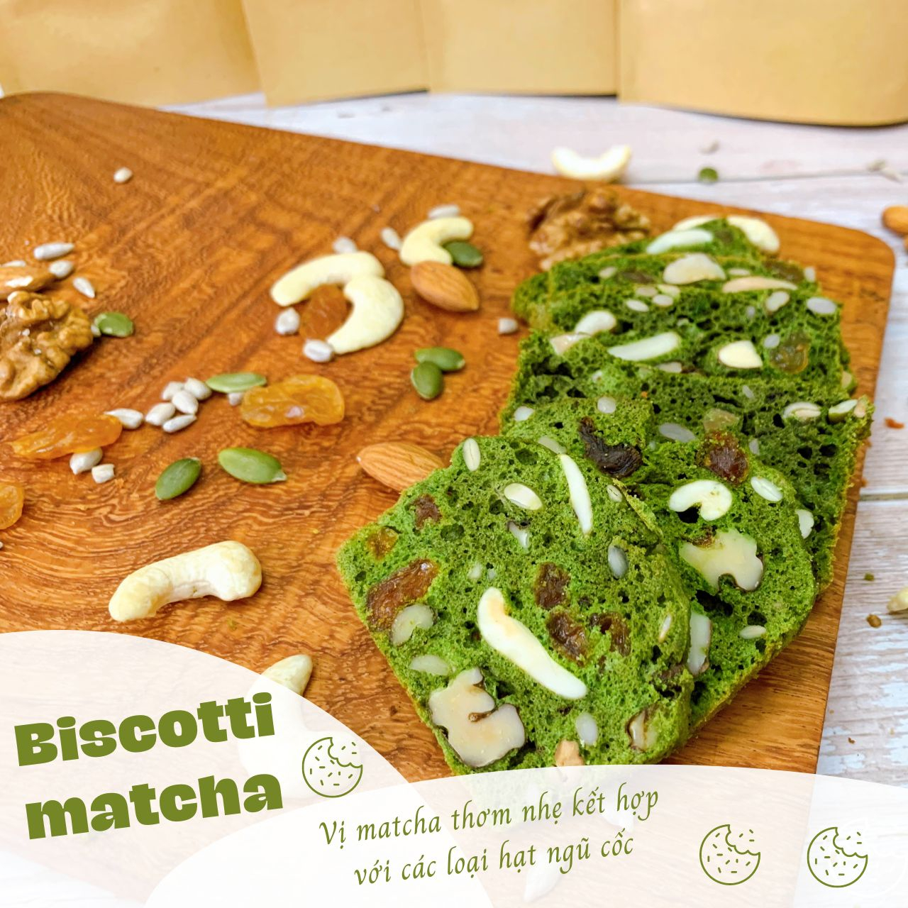 Bánh Biscotti healthy nguyên cám - Mix 3 vị