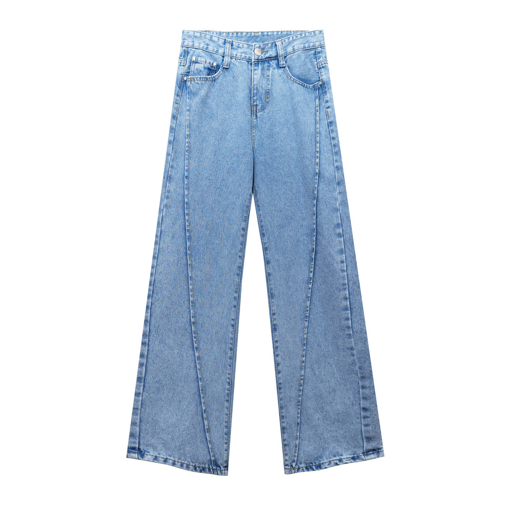 KIẾM LÀ MỐT POMPOUS - quần jeans nam dài ống rộng màu xanh ráp thân xéo