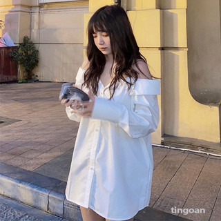Áo sơmi trễ vai trắng phối lưới đính ngọc chống nhăn tingoan sài gòn PURE LOVE SHIRT/WH