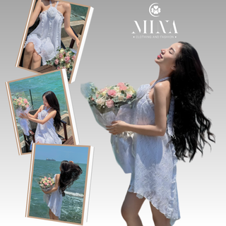 Đầm Ren Cổ Yếm Hoa Đính Cổ - 3456