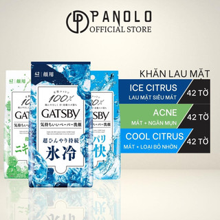 Khăn giấy ướt lau mặt gatsby facial wipes mát lạnh sạch mụn 42 tờ