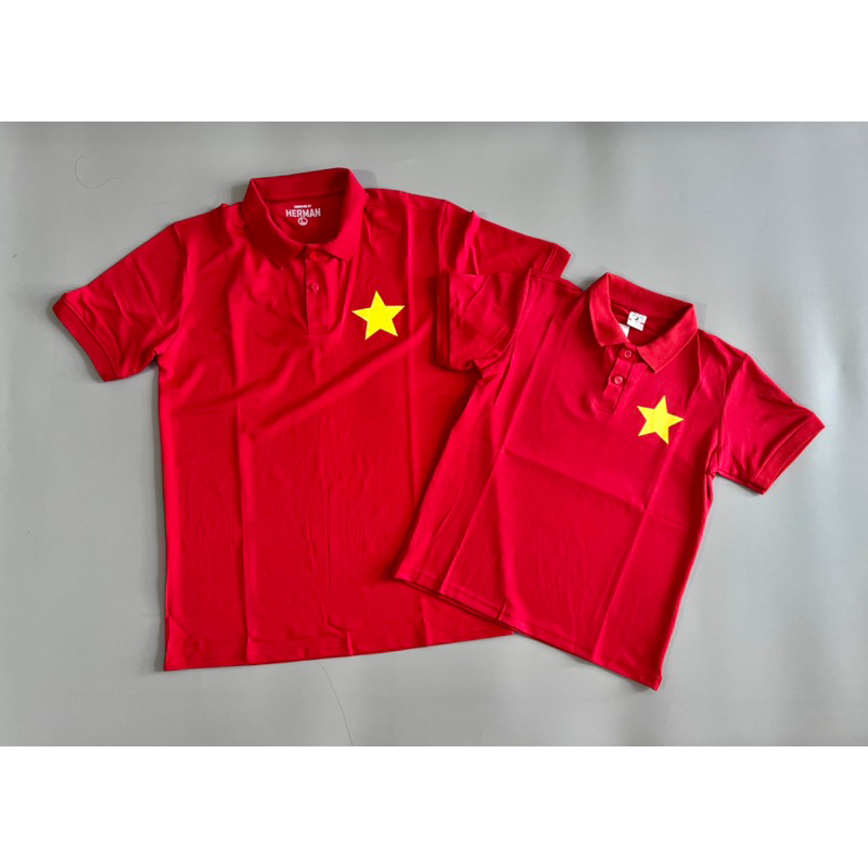 Áo sao vàng Việt Nam cổ bẻ cao cấp.