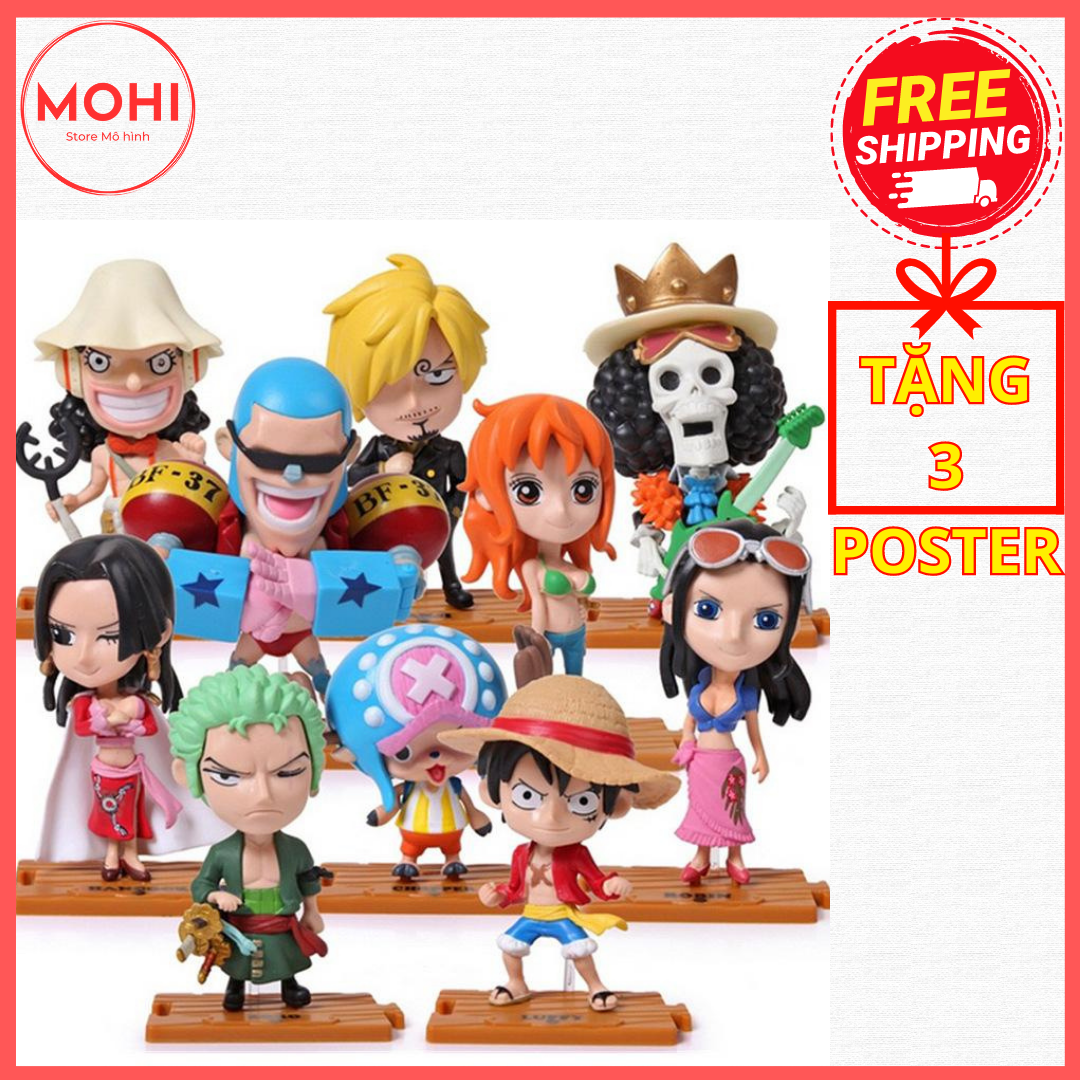 Mô hình Chibi One Piece ( Luffy, Zoro, Brook, Robin, Franky, Nami, Chopper, Sanji, Usopp, Hancock, tàu Sunny )