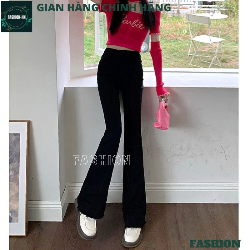 Quần vải đen ống loe cạp cao dáng dài tôn dáng sexy đi chơi đi học làm công sở ulzzang hàn quốc FASHION QV29