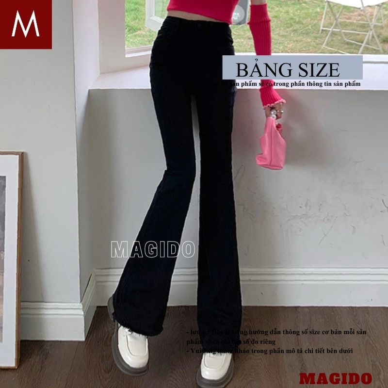Quần dài ống loe lưng cao chất vải co giãn 4 chiều tôn dáng màu đen trẻ trung hiện đại siêu hot MAGIDO QV29