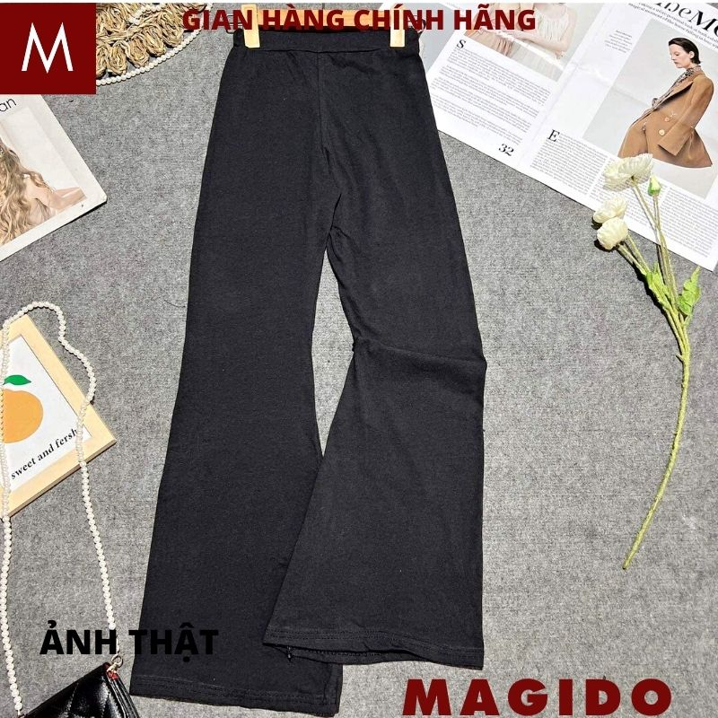 Quần dài ống loe lưng cao chất vải co giãn 4 chiều tôn dáng màu đen trẻ trung hiện đại siêu hot MAGIDO QV29
