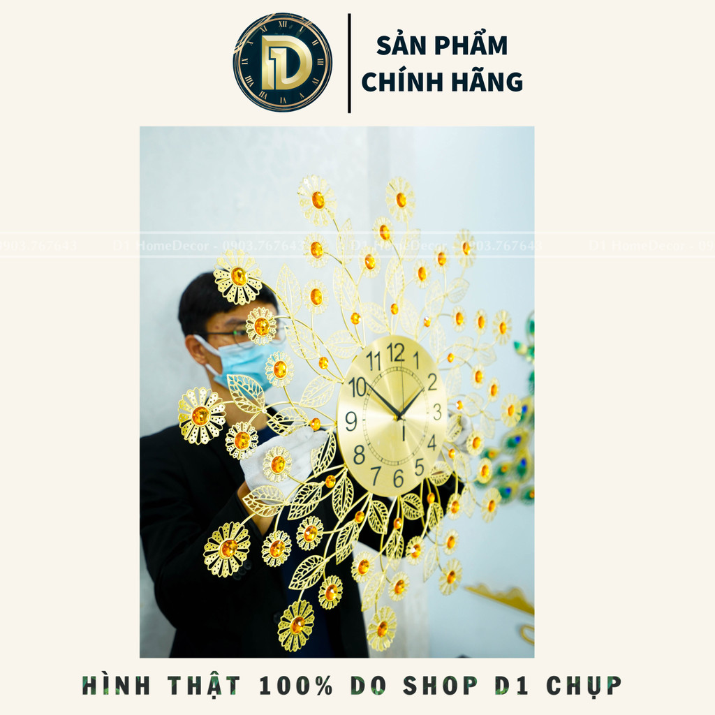 Đồng Hồ Treo Tường Trang Trí Decor - Mẫu Đồng Hồ Hoa Phát Tài - Trang Trí Nhà Cửa - BH 5 năm - D1Home - DT45