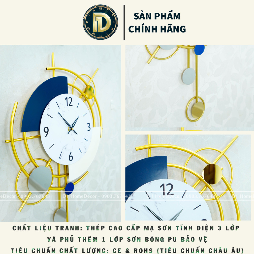 Đồng Hồ Treo Tường Trang Trí Decor - Mẫu Đồng Hồ Hiện Đại - Trang Trí Nhà Cửa - BH 5 năm - D1Home - DT45
